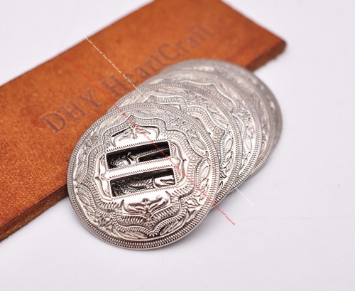 Hebilla de concho ranurada occidental 6X 1-1/4" con ranuras tack cinta de silla cinturón artesanal de cuero - Imagen 25 de 35