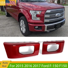 For 2015 2016 2017 Ford F-150 F150 Ruby Red Front Bumper Face Bar End Cover Pair