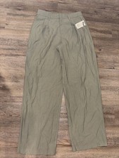 Women's Pleated Twill Trousers Olive Green - A New Day Size 8