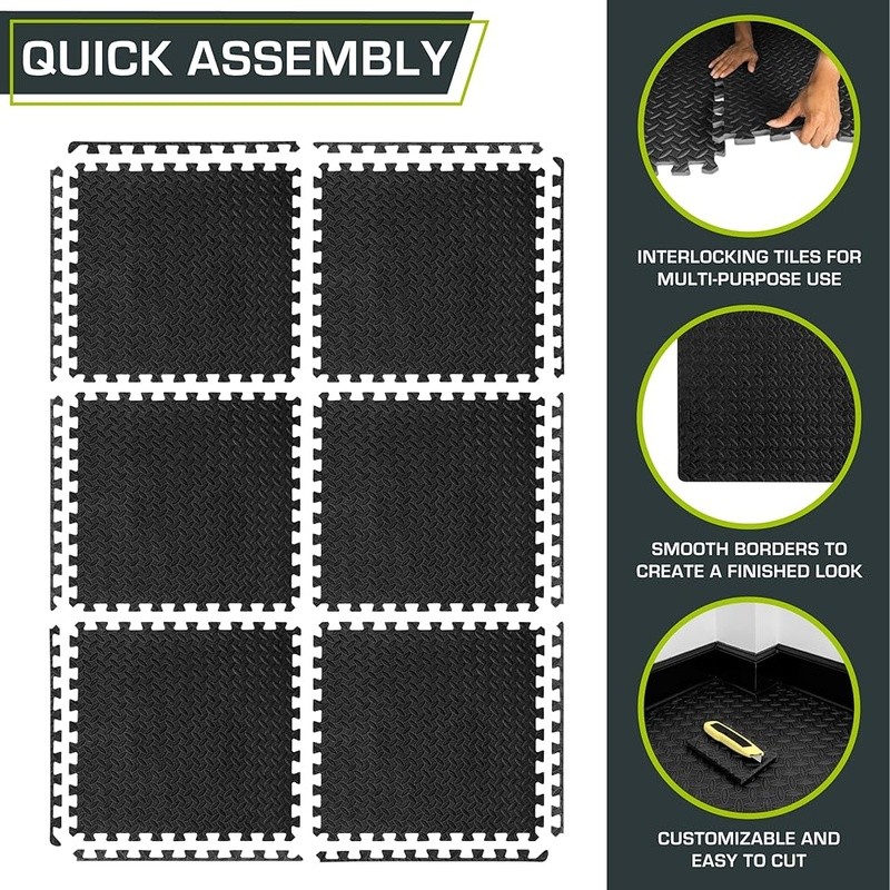 Interlocking High-Density Foam Gym Floor Mat Home Fitness & Play Areas New