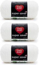 Red Heart Super Saver Soft White Yarn - 3 Pack of 198g/7oz - Acrylic - 4 Medi...