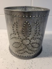 Punched Tin Candle Holder with Heart Handle, Folk Art Style — listing 2