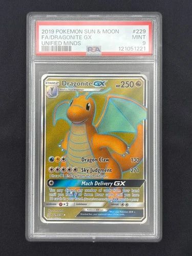 Dragonite GX 229/236 - Unified Minds - Graded PSA 9 MINT Pokemon Card