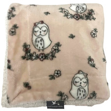 Adirondack Baby Pink White Sherpa Owl Blanket Plush Lovey Velour Flowers Soft