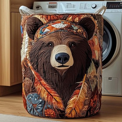 Quilted Embroidery Laundry Basket Storage Basket Dirty Clothes Basket Hamper 116