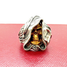 VINTAGE ALCHEMY GOTHIC DISKWORLD SKULL GRIM REAPER DEATH RING MENS SIZE 11.5