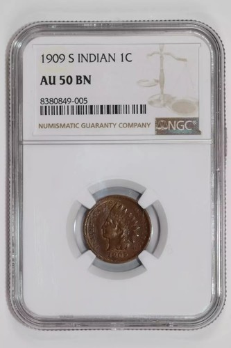 1909-S INDIAN HEAD CENT NGC AU50 BN - Picture 1 of 2