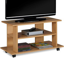 Mobile TV in Legno MDF Con 2 Ripiani Porta Console Videogiochi DVD E 4 Ruote Mob