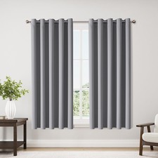 ChrisDowa Blackout Curtains 70 inches 70"W x 63"L Pack of 2 , Light Grey