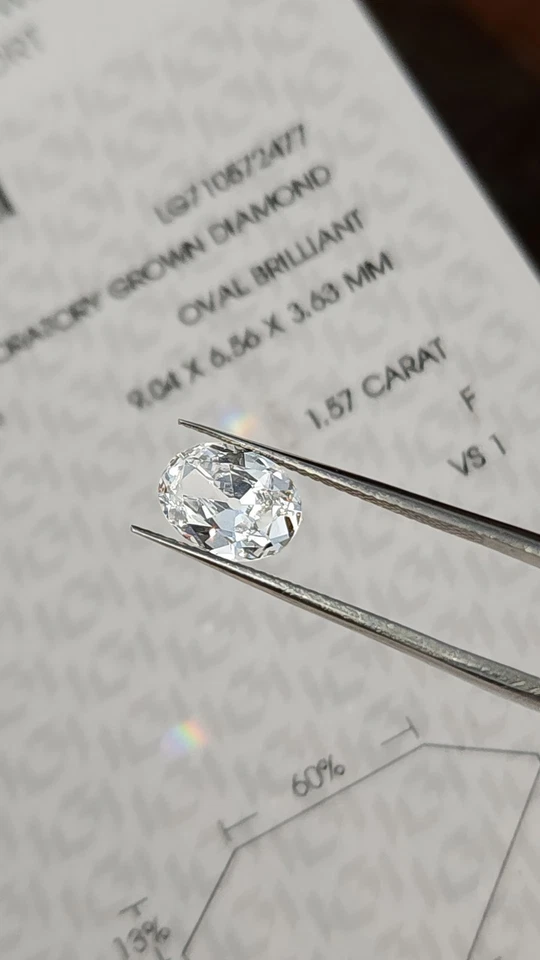Lab Grown IGI Certified Diamond 1.57ct Old Mine Cut 9.0x6.6mm F VVS - Image 4 of 4