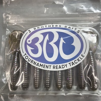 RARE--3 BROTHERS BAITS  GHILLIE GRUB 3.8'' GREEN PUMPKIN  6 Baits Per Pack