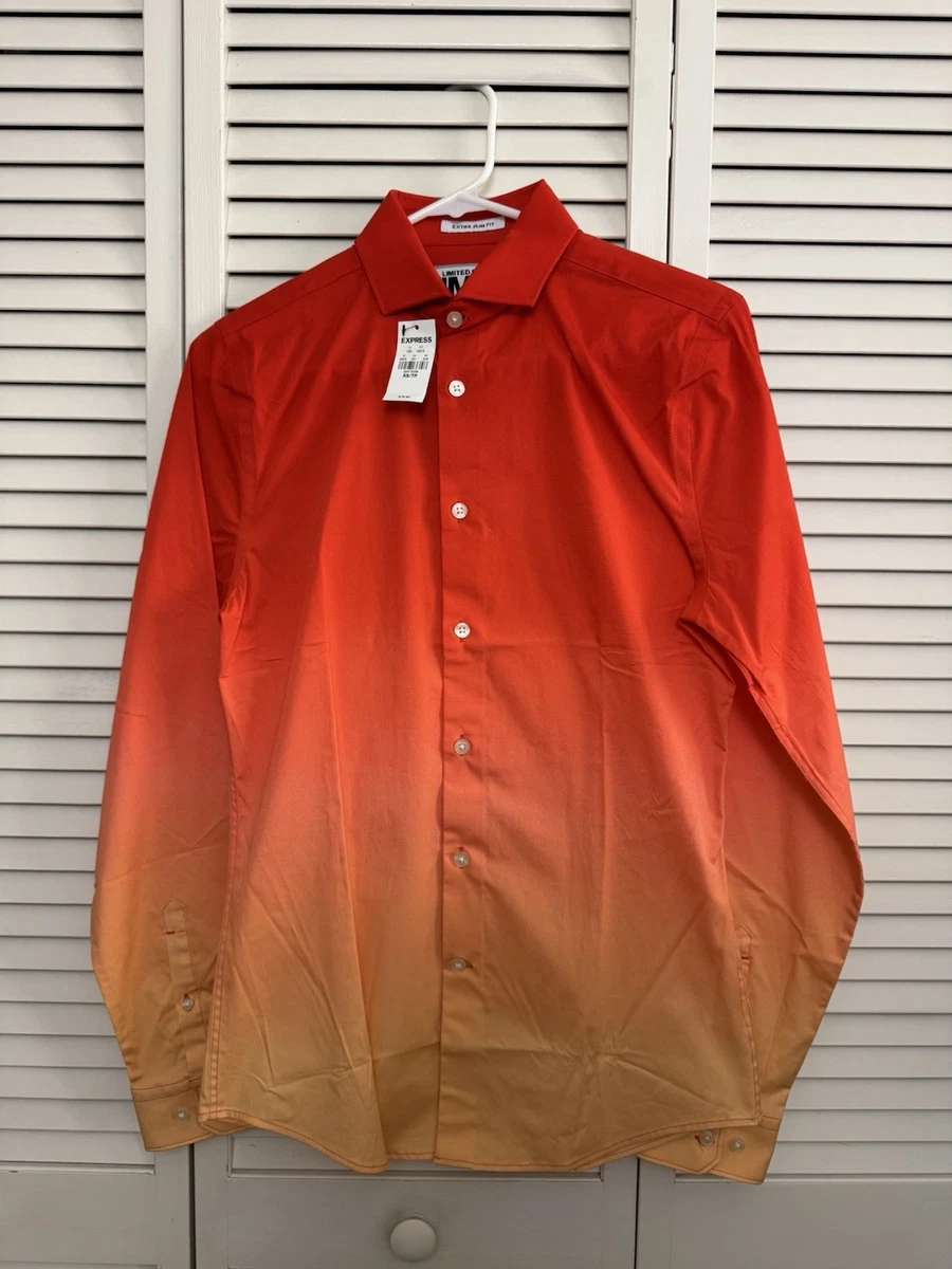 express orange dress shirt Express 100% Cotton Orange Dress Shirts for Men for sale