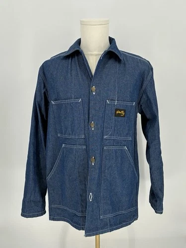 Stan Ray Shop Jacket Indigo Denim Made in USA Men Size Medium Mechanic Workwear - product listing photo