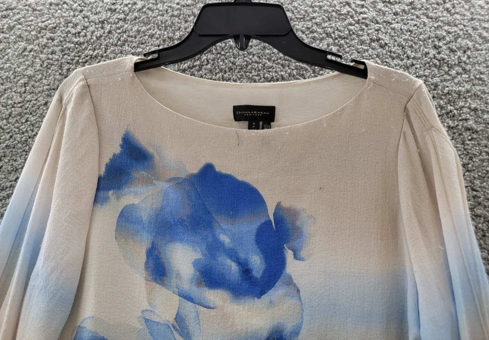 Donna Karan New York Cuello Barco Manga Dividida Top Para Mujer S Cielo Combo Pullover Foto 3 de 4