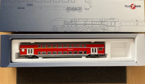 Tillig 13803, Spur TT, Doppelstockwagen verkehrsrot DABz 755, DB, Epoche VI | Zustand: Neu