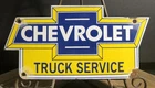 VINTAGE CHEVY CHEVROLET TRUCK SERVICE 12” PORCELAIN SIGN CAR GAS OIL