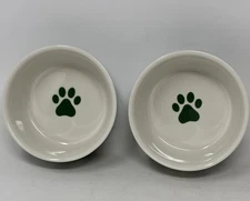 Bone Dry Ceramic Cat Bowls Set of 2 W/ Silicone Bottom Non Slide NEW 4.25" x2"