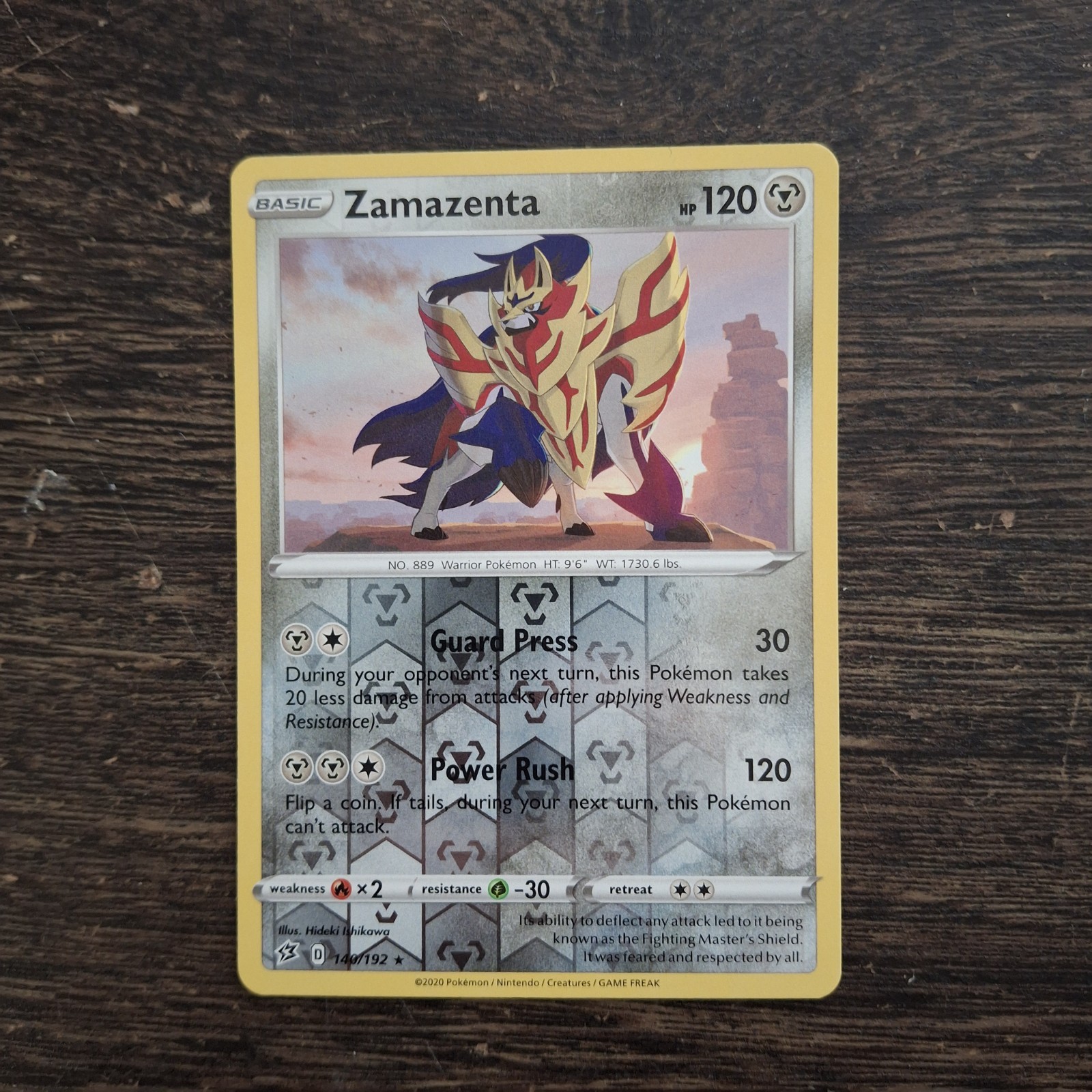 Zamazenta 140/192 Pokemon Swsh02: Rebel Clash Reverse Holo NM