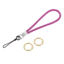 Bling Wristlet Lanyard 5.3" Rhinestone Keychain Strap Rose Red