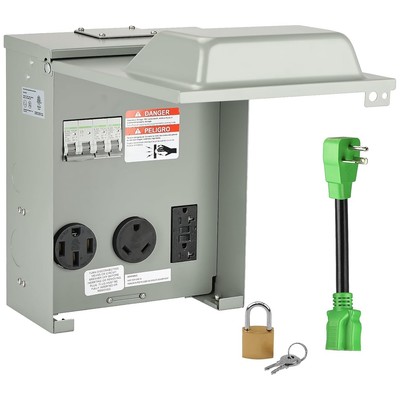 RVMATE RV Temporary Power Outlet Panel with Breaker, ETL Listed 20 30 50 Amp RV