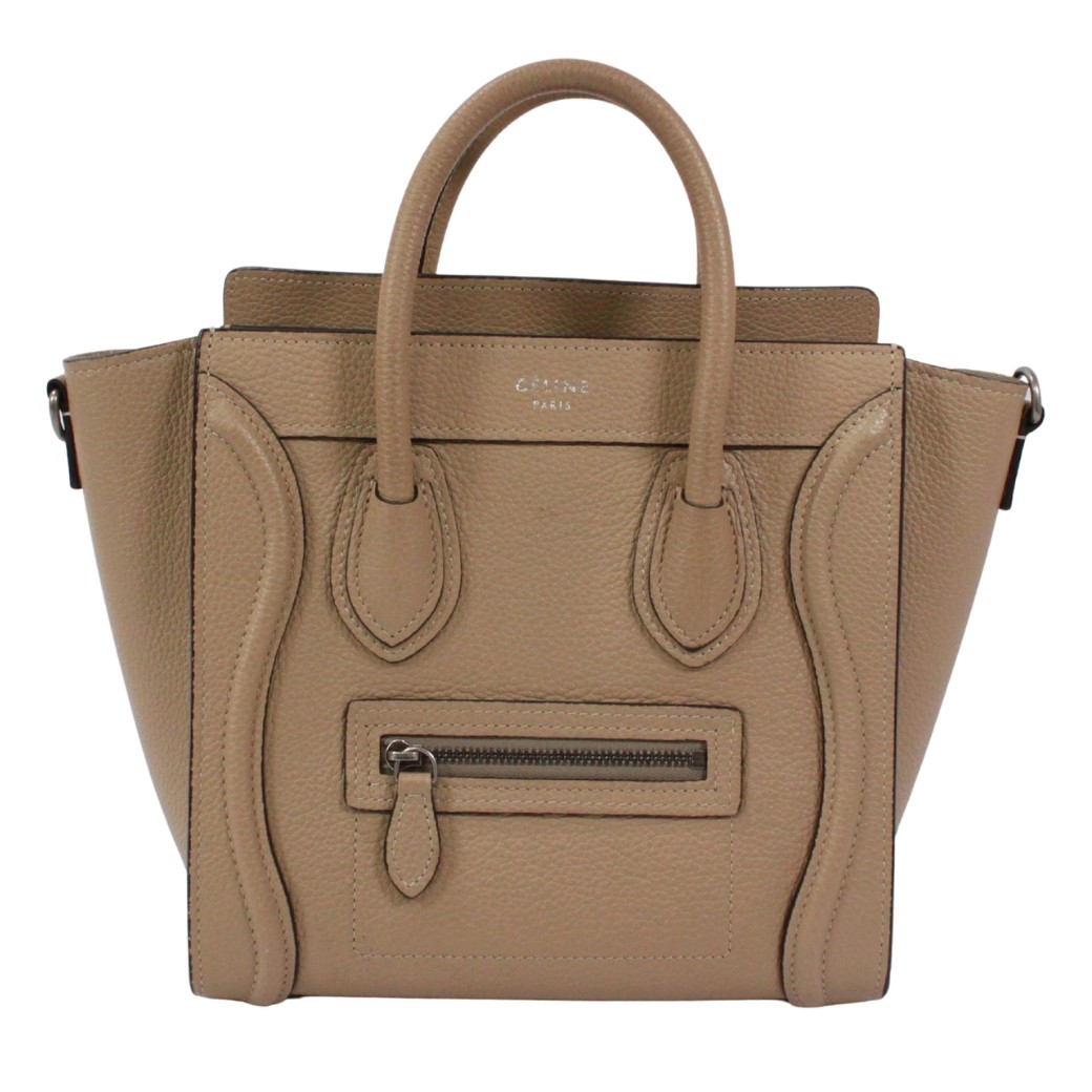 CELINE Luggage nano shopper Handbag beige Leather