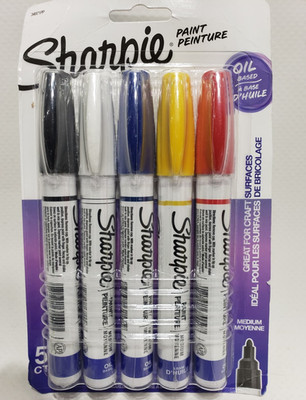 Paint Sharpie Oil Base Medium Point 5/PK AST 34971PP