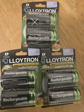 Lloytron NiMH Rechargeable AccuUltra Batteries D Size 3000mAh, 2 Pack