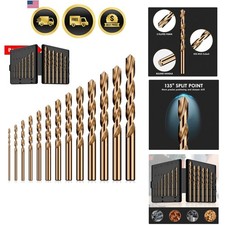 Set, 13Pcs M35 High Speed Steel Jobber Length Drill Bit Kit for Hardened Meta...