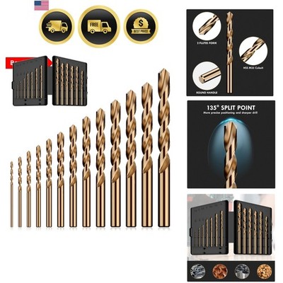 Set, 13Pcs M35 High Speed Steel Jobber Length Drill Bit Kit for Hardened Meta...