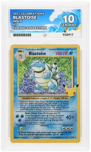 Pokemon 2021 Celebrations Holo Card Blastoise 02/102 Ace 10 Gem Mint