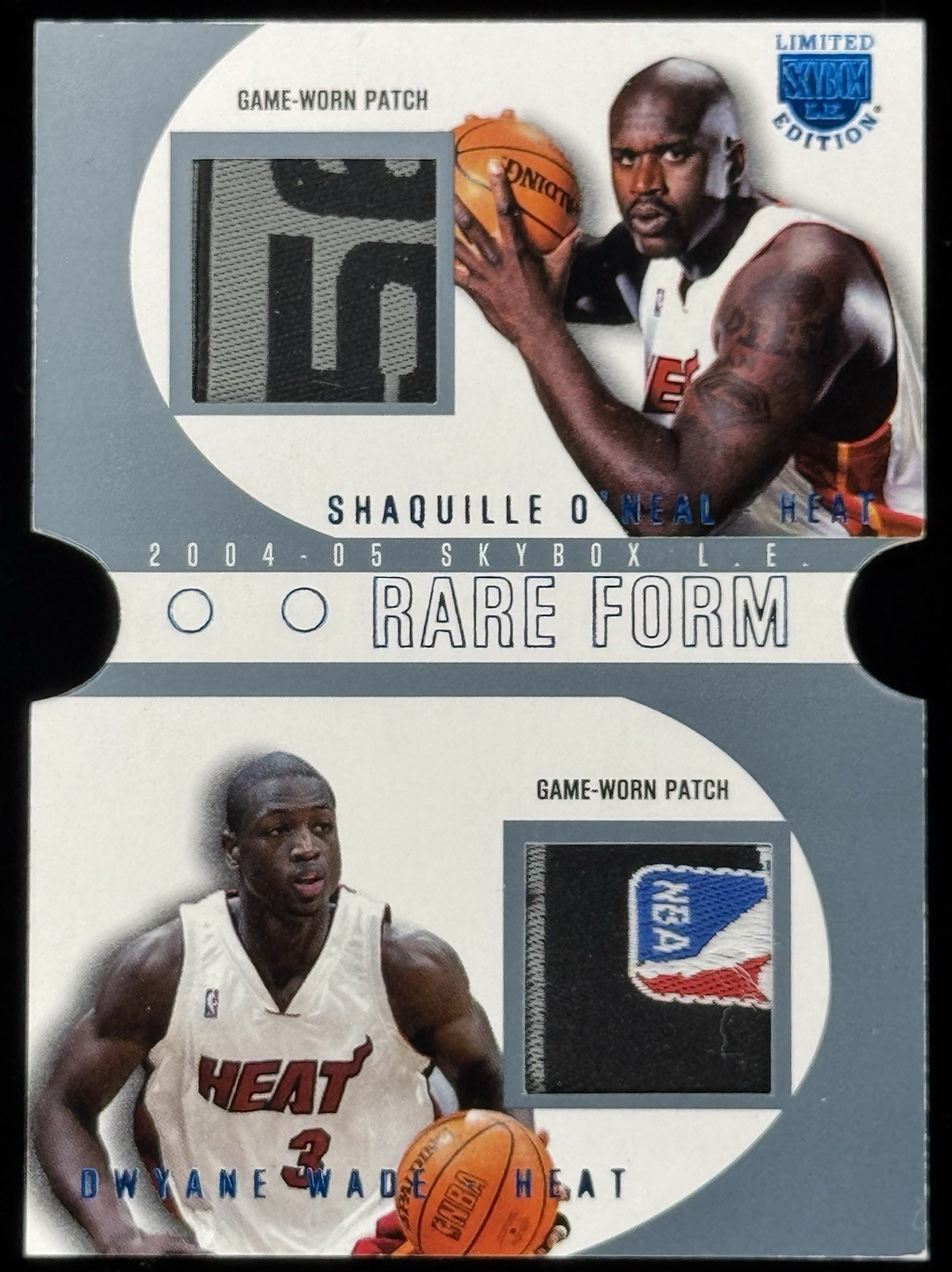 Shaquille O’Neal Dwyane Wade Logoman /10 Game Worn Patch 2004 Skybox Rare Form