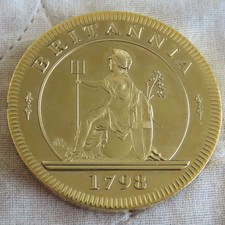 1798 GEORGE III GOLD COATED PROOF RETRO PATTERN CARTWHEEL TWOPENCE