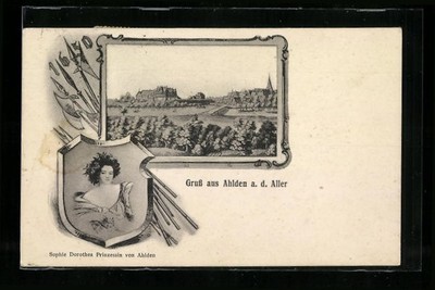 AK Ahlden a. d. Aller, Ortspartie, Sophie Dorothea Prinzessin von Ahlden 