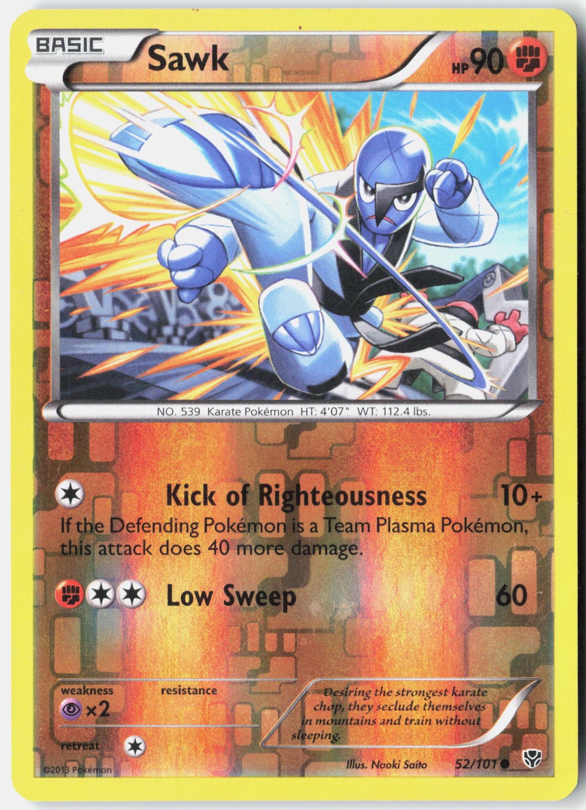 Sawk Plasma Blast 52/101 Pokemon Card Holo