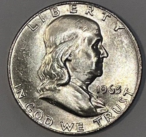 1963 D Franklin 90% Silver Half Dollar 50¢ ~ UNC Coin/MS