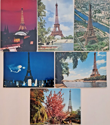 6 x Eiffelturm Tour Eiffel PARIS France Postkarten Lot Ansichtskarten frankiert