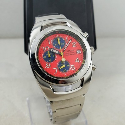 RARE VINTAGE CITIZEN 0510-S76680 CHRONOGRAPH RED DATE JAPAN MOV'T MEN'S WATCH 