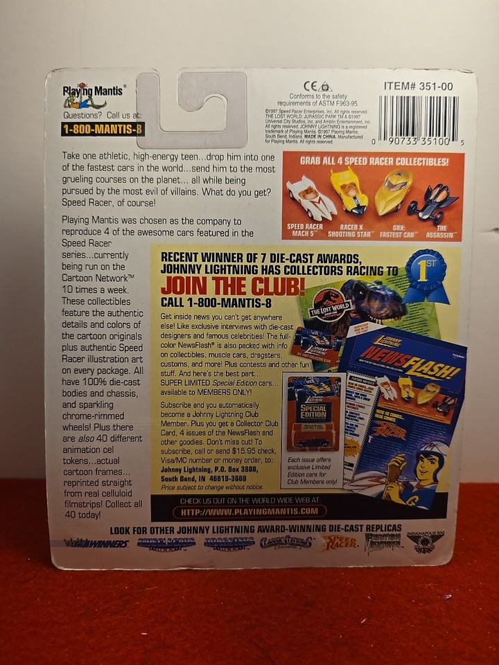1997 Johnny Lightning SPEED RACER Mach 5 w/ Jacks & Cel #13 | eBay