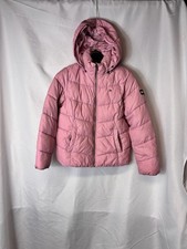 Tommy Hilfiger Girls Puffer Jacket Size 8/10 Pink Hooded Winter Coat