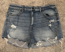 Eunina Women's Lulu Super High Rise Cut Off Shortie Jean Shorts Womens Size L