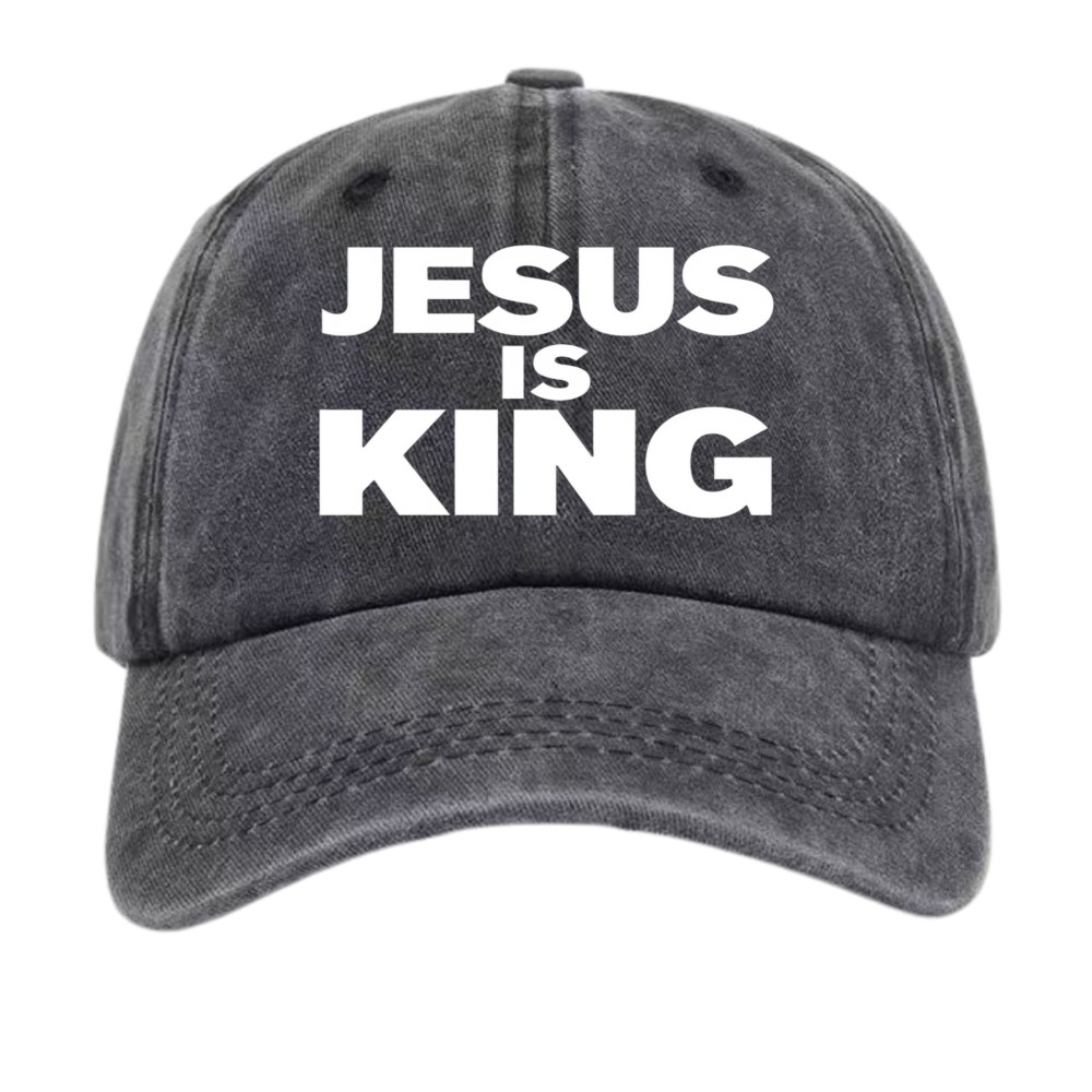 Jesus Is King Christian Faith Casual Adjustable Cap Gift Vintage Washed Dad Hat
