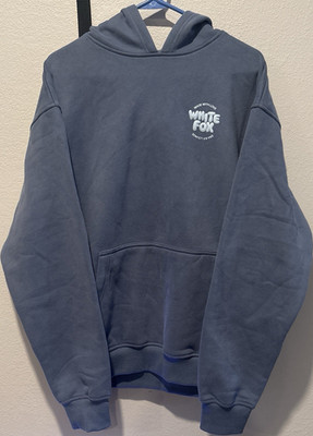 White Fox ERA 8.5 Lounge Blue Pullover Hoodie S/M Women Fleece Logo Graphic