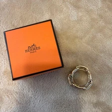 HERMES Scarf Ring Silver Chain Jewelry Authentic Classic Gift Premium Rare