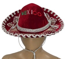 Sombrero SOMBREROS GONZALEZ Mexico Auth Red Velvet Silver Sequins Marachi VTG