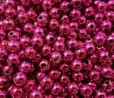 350 pcs Metallic Fuchsia Loose Artificial Plastic Pearls 8mm Round Craft Beads