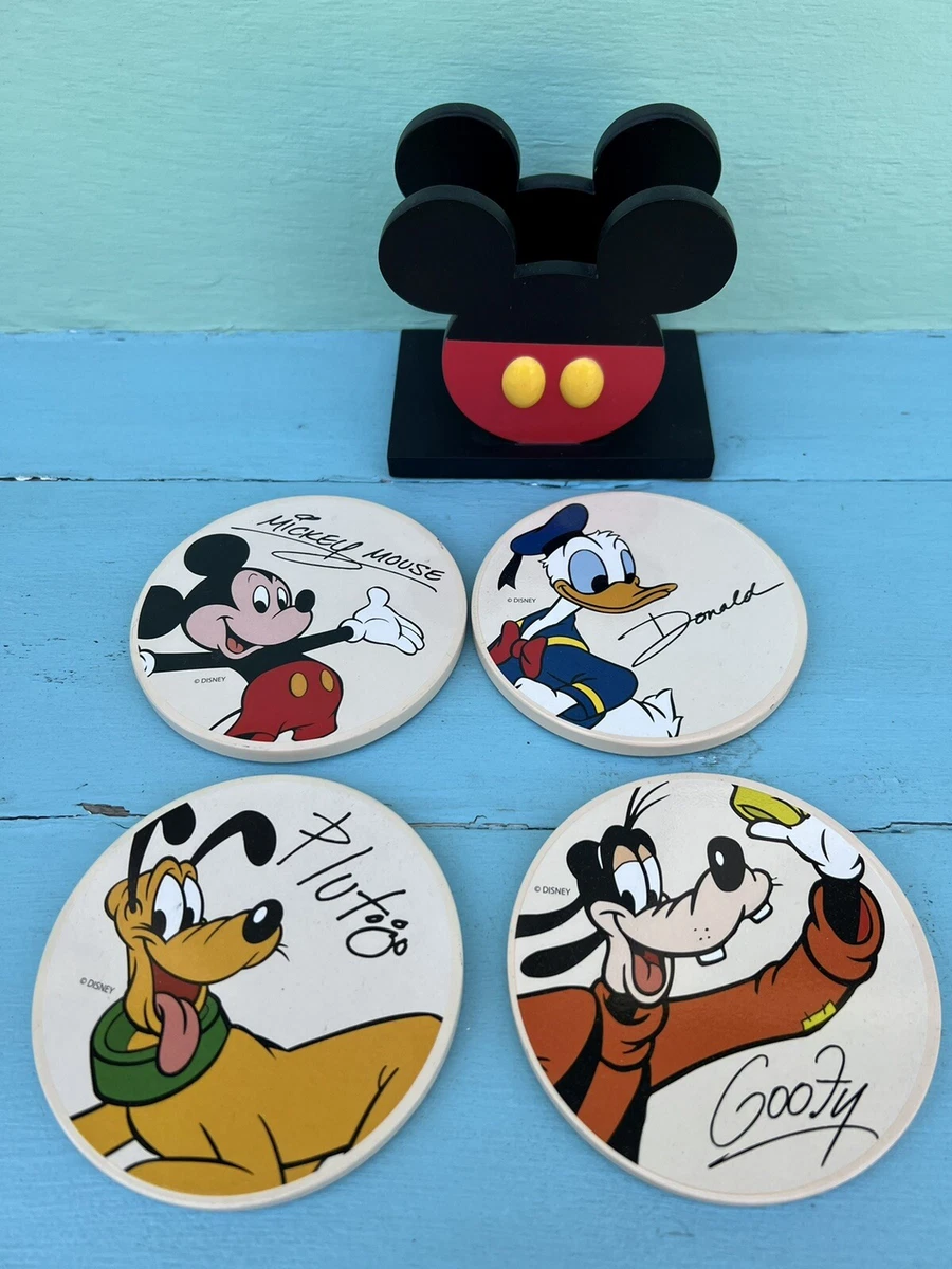 Disney Mickey Mouse Drink Coasters Set of 4 Donald, Mickey, Pluto & Goofy,  Stone