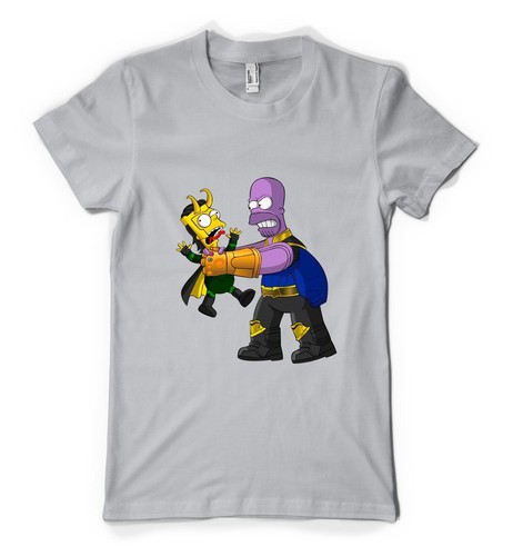 Meravigliosa T-Shirt Adulto Personalizzata Avenger Bart Homer Thanos Loki Mashup - Foto 7 di 20