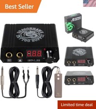 Compact Black Tattoo Power Supply for Rotary and Coil Machines - 12.52 x 4.02 in