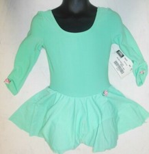 3/4 sleeve skirted leotard small ch Mint Gr. rosebud trim dance ballet dress