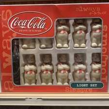 COCA-COLA BRAND POLAR BEAR LIGHT STRING OF 10